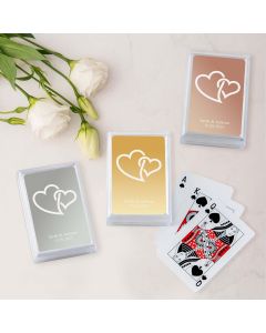 Custom Metallic Printed Playing Card Favor - Double Hearts