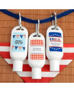 Patriotic Sunscreen Favors with Carabiner (SPF 30)