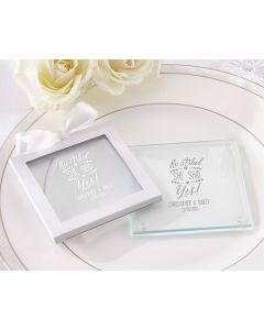 Personalized Glass Coaster - He Asked, She Said Yes (Set of 12) 