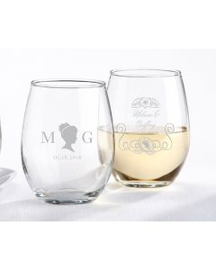 Personalized 9 oz. Stemless Wine Glass - English Garden 