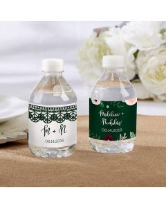 Personalized Romantic Garden Water Bottle Labels - Lace and Floral Designs
