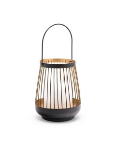 Large Geometric Metal Wire Hanging Lantern - Black & Gold