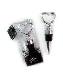Wine Stopper Favor Silver Heart Shaped