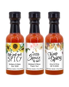 Floral & Botanicals Hot Sauce Wedding Favors