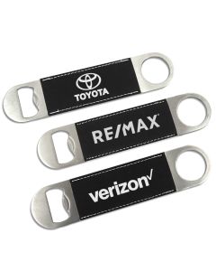 Custom Corporate Black Faux Leather Paddle Bottle Openers