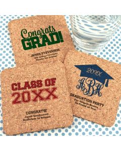 Graduation Square Cork Coasters