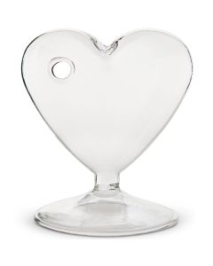 Miniature Clear Blown Glass Heart Vase (4)