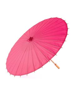 Large 32" Japanese/Chinese Paper Parasol with Bamboo Handle - Fuchsia Pink