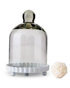 4 Miniature Glass Bell Jar With White Fluted Base