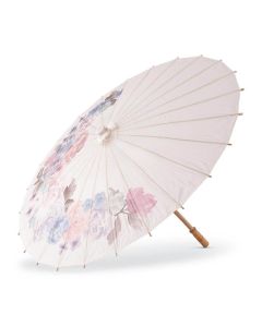 Large 32" Japanese/Chinese Paper Parasol with Bamboo Handle - Vintage Floral