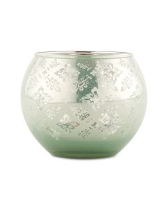 Large Glass Globe Votive Holder With Reflective Lace Pattern (4) - Daiquiri Green