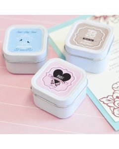 Vintage Baby Personalized Square Candle Tins 