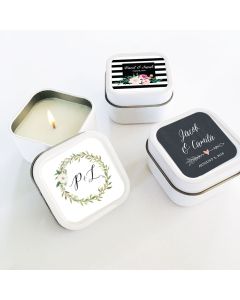 Personalized Floral Garden Square Candle Tins