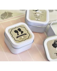 Vintage Wedding Personalized Square Candle Tins 