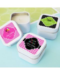 Personalized Birthday Square Candle Tins