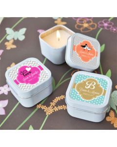 Personalized Square Theme Candle Tins