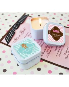 Personalized Square Baby Shower Candle Tins