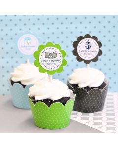 Personalized Baby Shower Cupcake Wrappers & Cupcake Toppers (Set of 24)