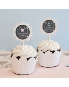 Chalkboard Baby Shower Cupcake Wrappers & Cupcake Toppers (Set of 24) 
