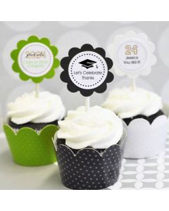 Graduation Cupcake Wrappers & Cupcake Toppers (Set of 24)