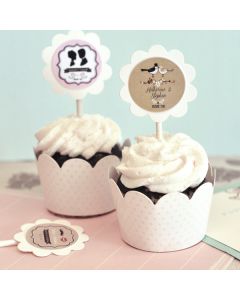 Vintage Wedding Cupcake Wrappers & Cupcake Toppers (Set of 24) 