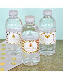 Personalized Metallic Foil Water Bottle Labels - Wedding