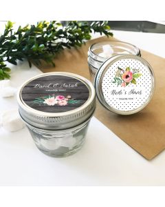 Personalized Floral Garden Small 4oz Mason Jars
