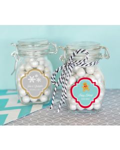 Personalized Winter Glass Jar with Swing Top Lid - SMALL