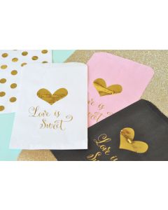Love is Sweet Gold Foil Candy Buffet Bags (Set of 12)