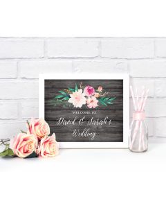 Floral Garden Custom Text Wedding Sign