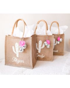 Desert Cactus Burlap Tote